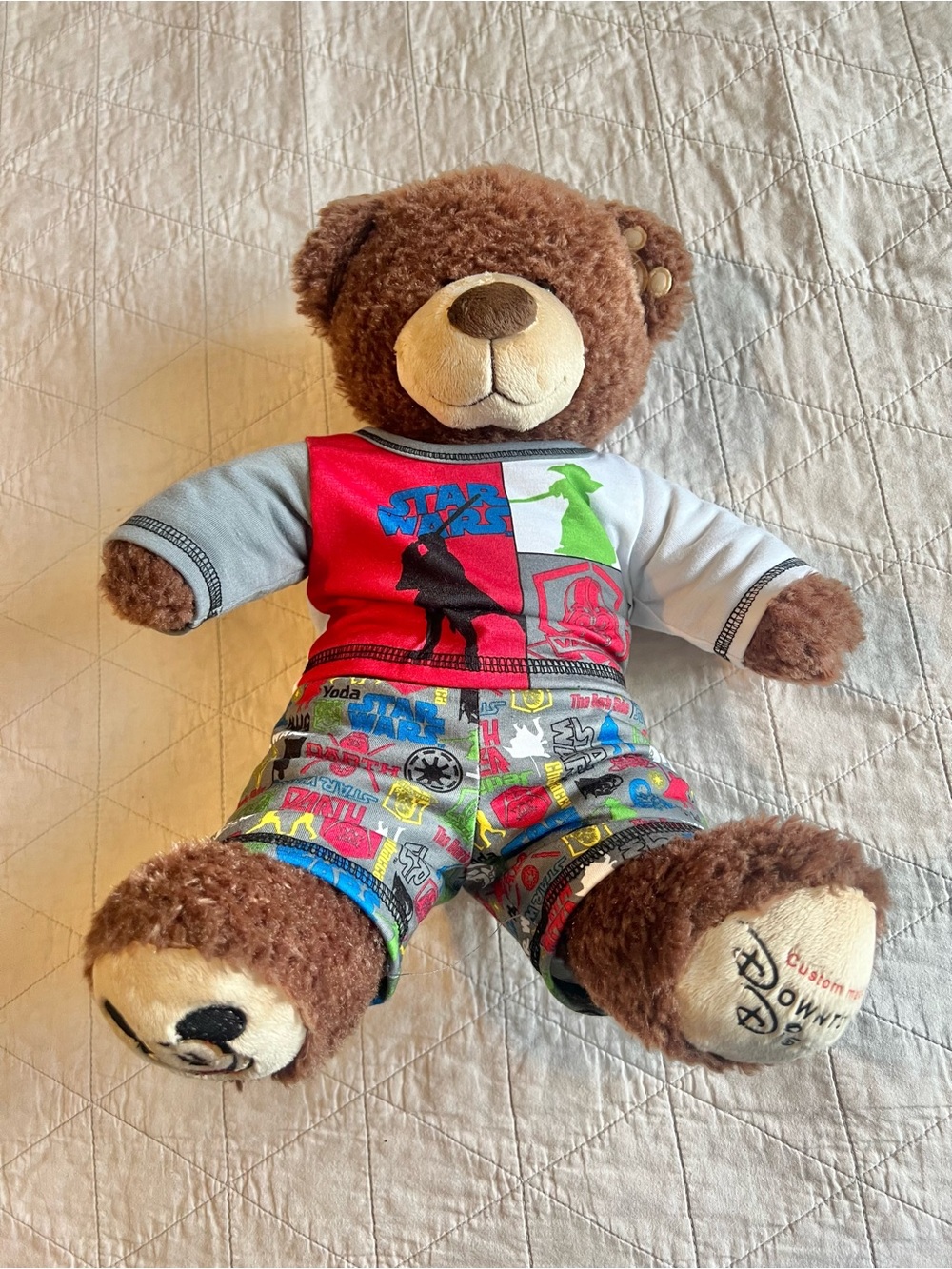 Rare Downtown Disney Build a Bear Brown Teddy Bear with Star Wars Outfit 16”